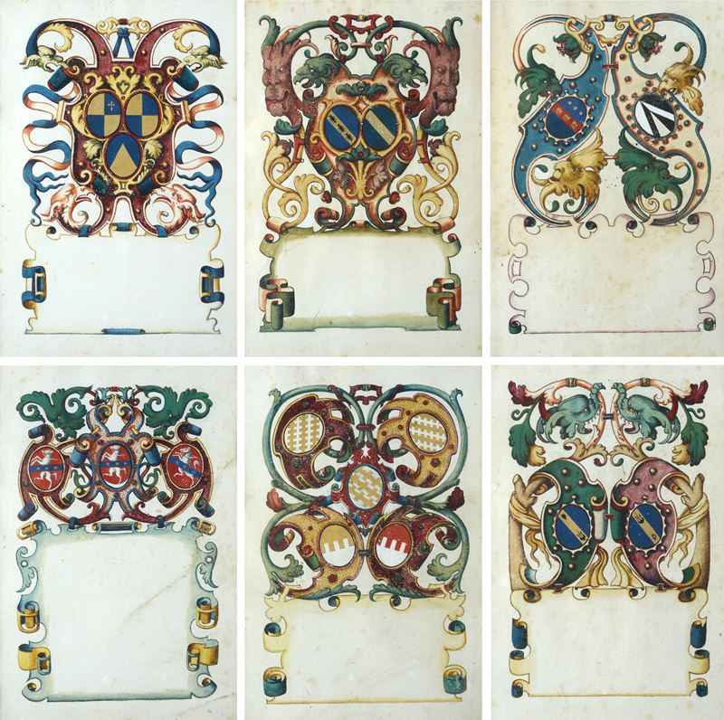 Serie di sei stemmi nobiliari