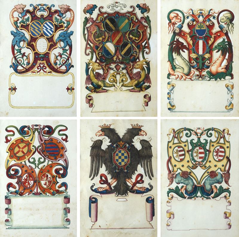 Serie di sei stemmi nobiliari