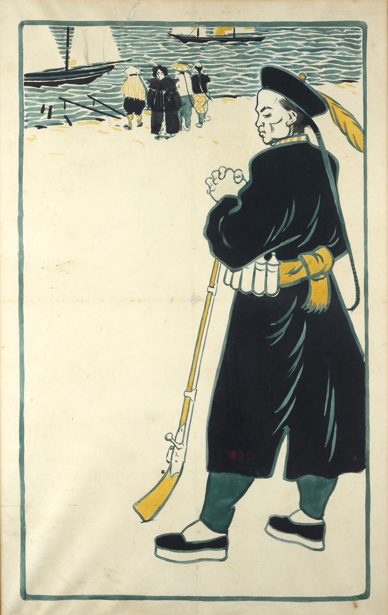 Figura di orientale con fucile