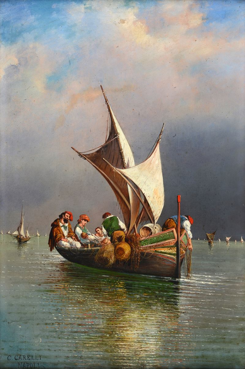 Consalvo Carelli - Barca di Pescatori