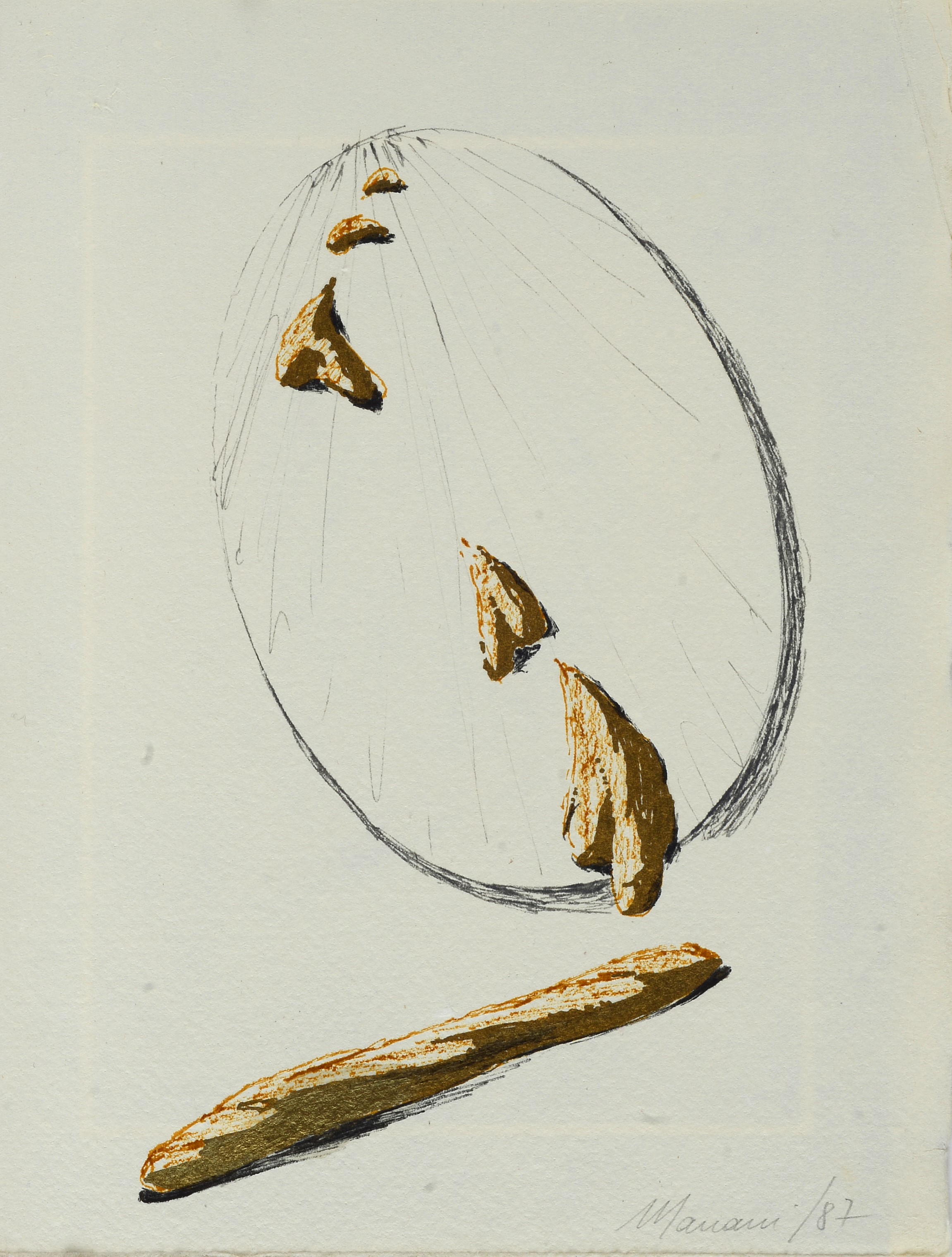 Umberto Mariani - Specchi - Collage e bassorilievo su foglio di piombo, 1987
