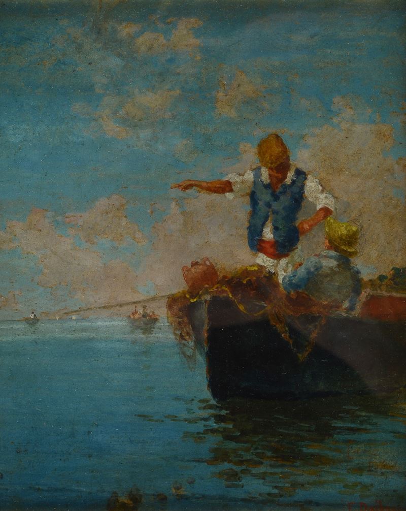 Eduardo Dalbono - Barca con Pescatori
