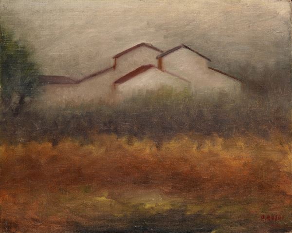 Ottone Rosai - Landscape with houses