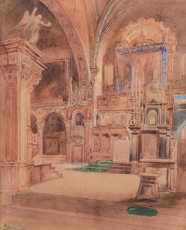 Odoardo Borrani - Interior of a church