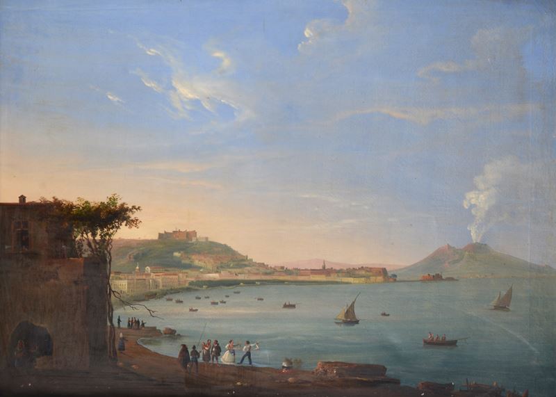 Porto di Napoli con Vesuvio sullo sfondo