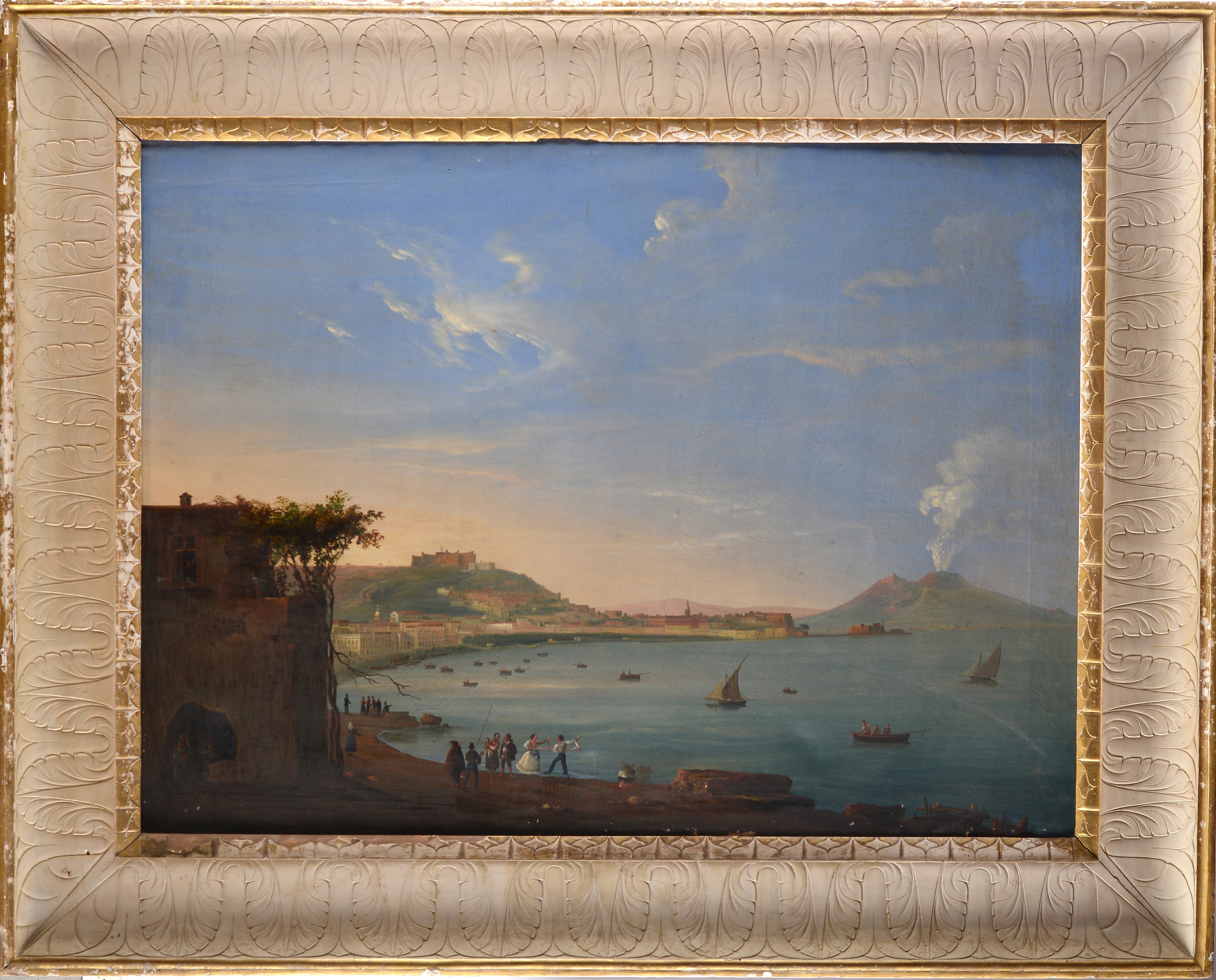 Porto di Napoli con Vesuvio sullo sfondo