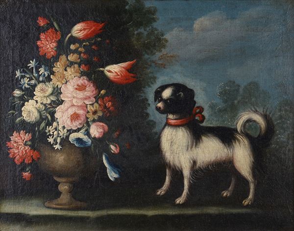 Scuola Italia Settentrionale, XVIII sec. - Still life with dog