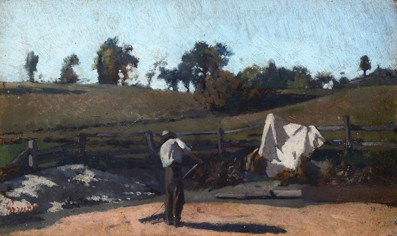 Contadino sull'aia