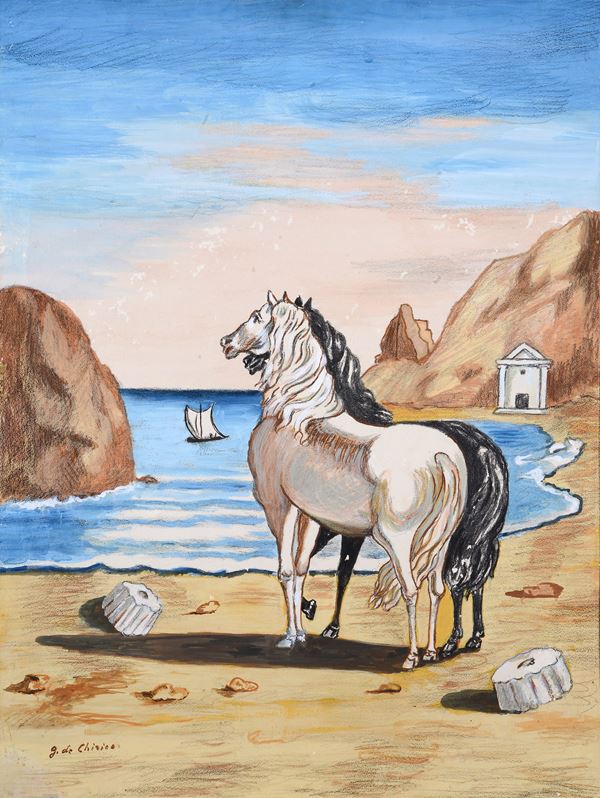 Giorgio de Chirico - Horses on the Tyrrhenian Sea shore