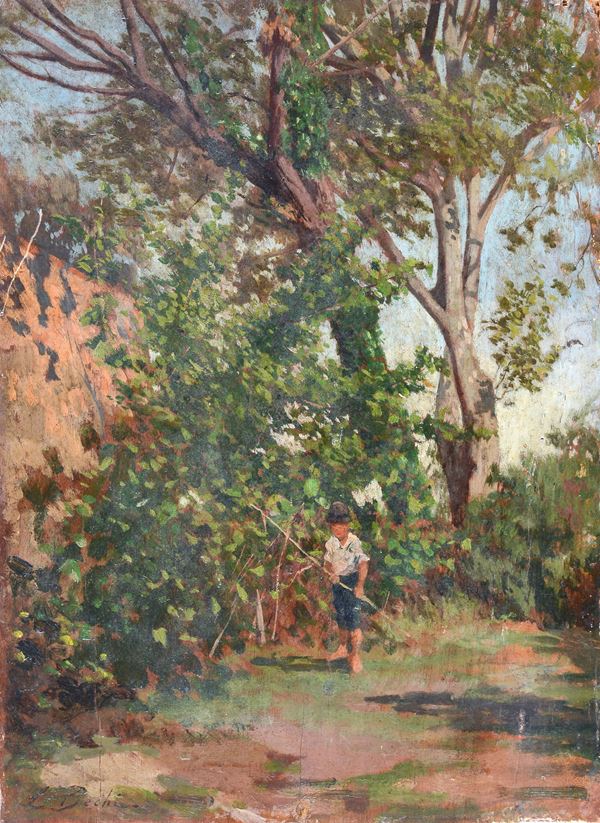 Luigi Bechi - Paesaggio con figura