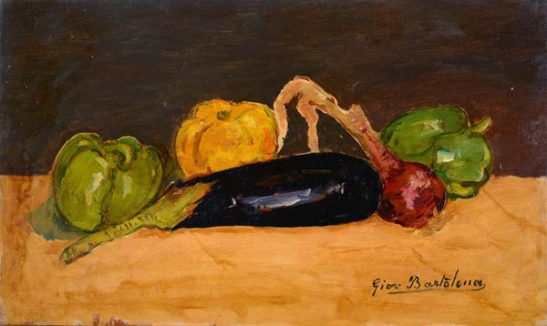 Giovanni Bartolena - Natura morta (Melanzane e peperoni)