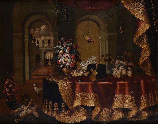 Attr. a Antonio Gianlisi II - Still life in an interior