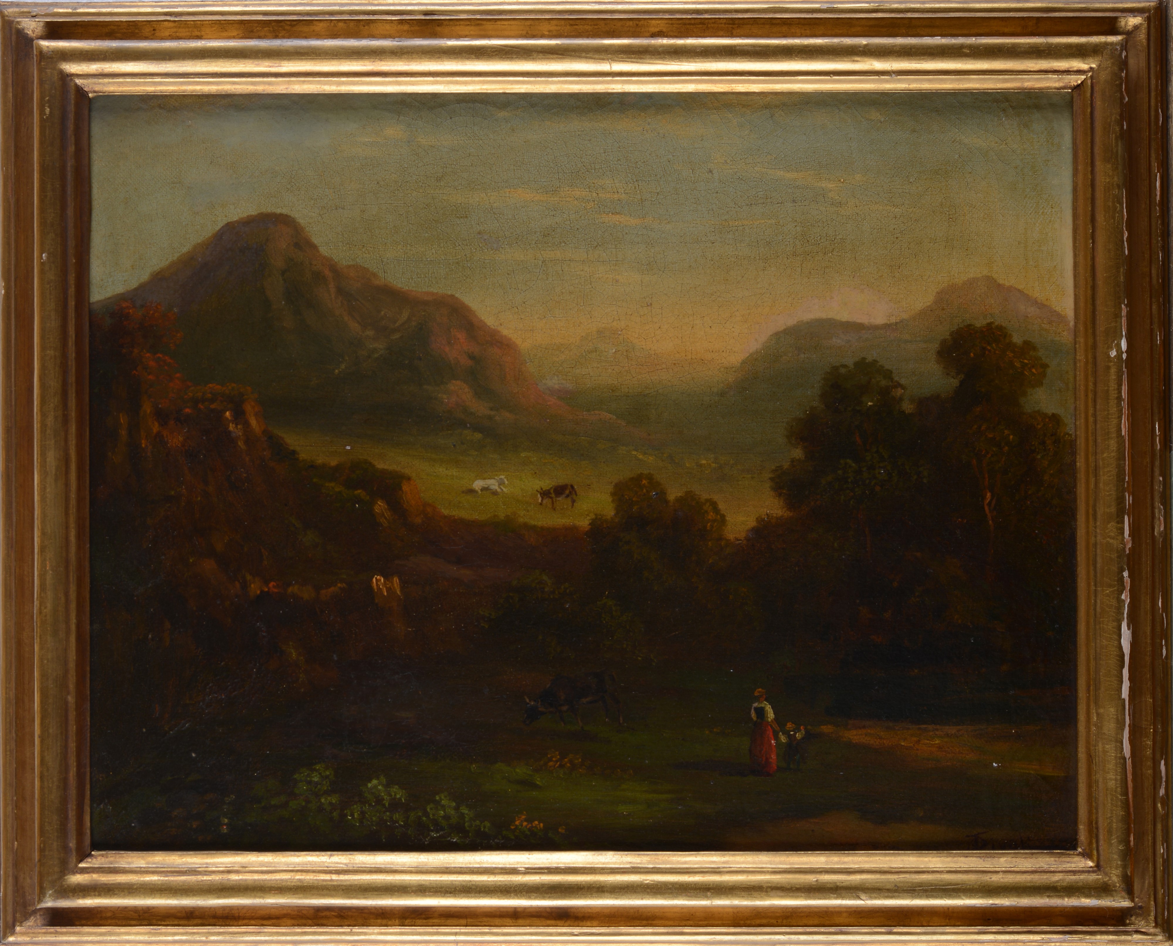 Paesaggio montano con figure