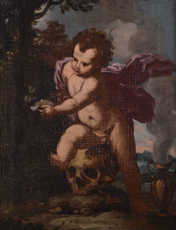 Scuola Emiliana, XVII sec. - Putto con teschio