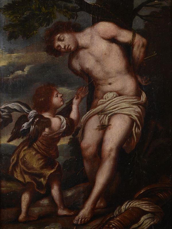 Anonimo, XVII - XVIII sec. - San Sebastiano curato dall'angelo (Da Gerard Seghers)