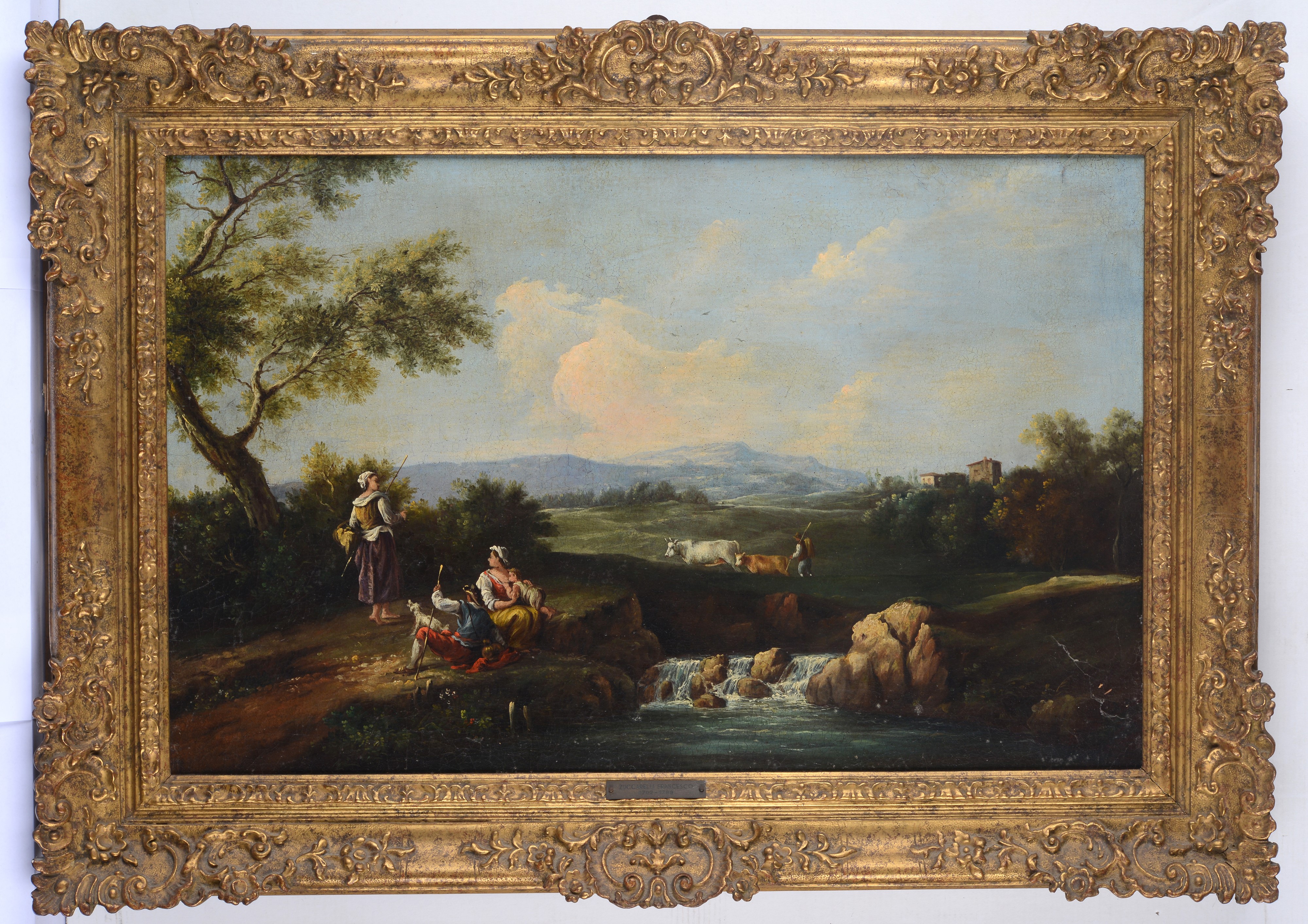 Paesaggio con pastori e ruscello