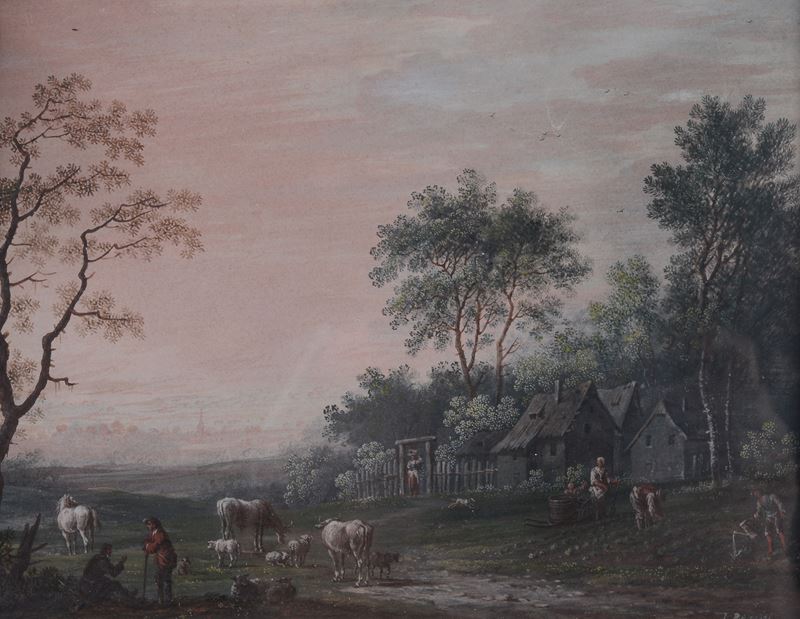 Paesaggio con villaggio