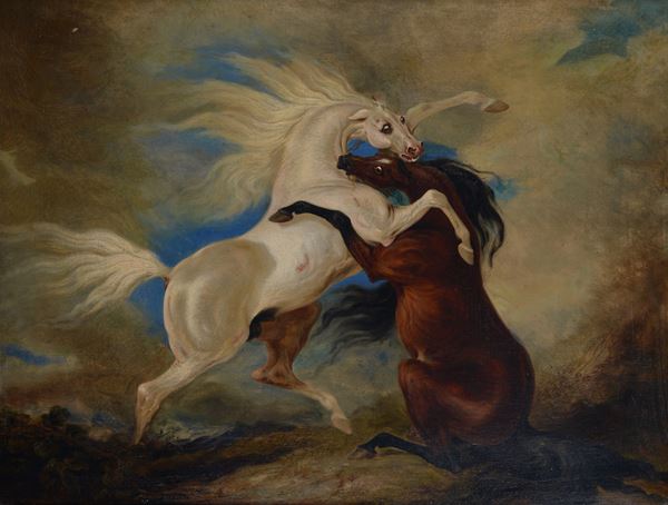 Alfred Dehodencq - Combattimento di cavalli arabi