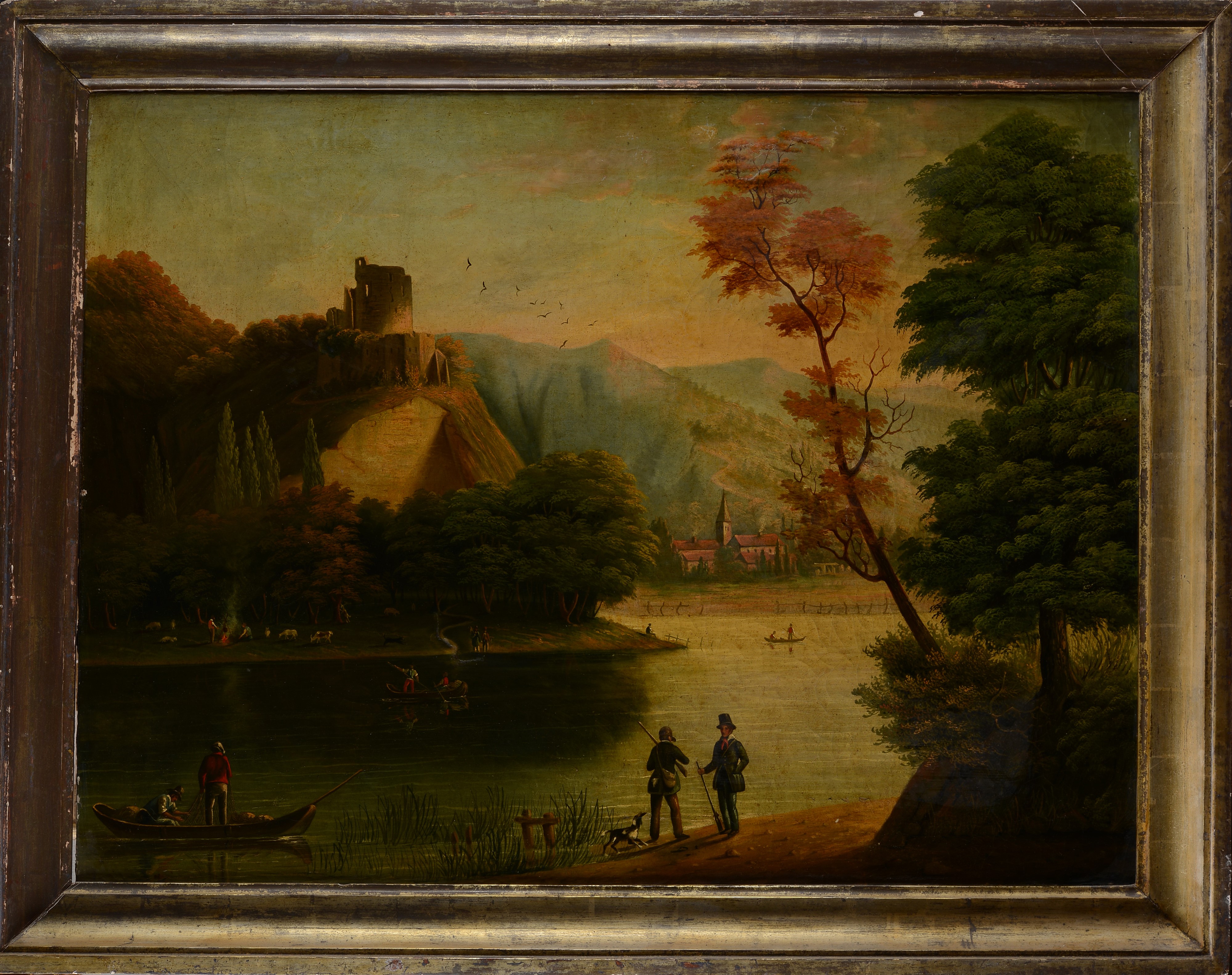 Paesaggio lacustre con figure