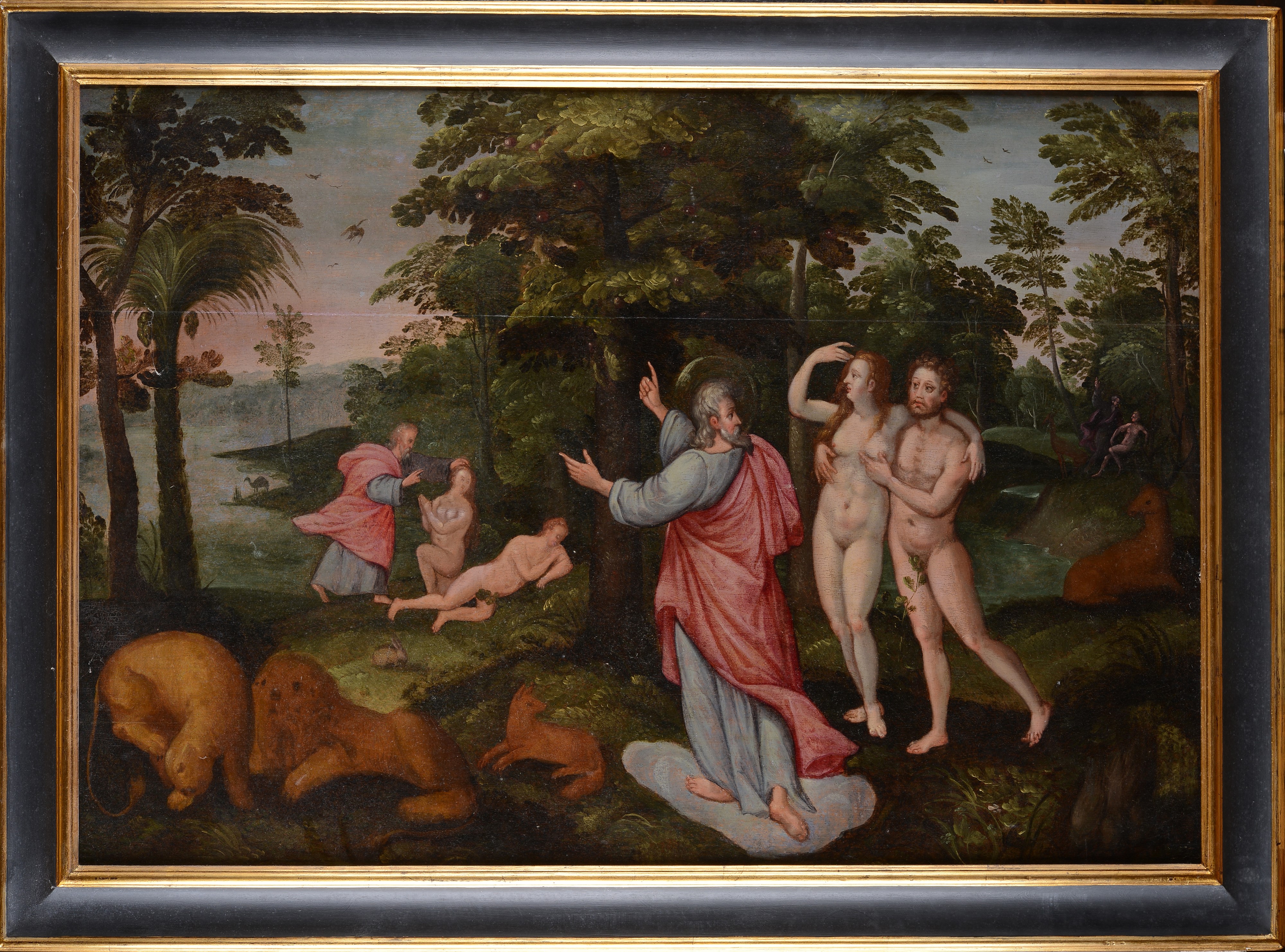 Il paradiso terrestre con la creazione di Adamo ed Eva