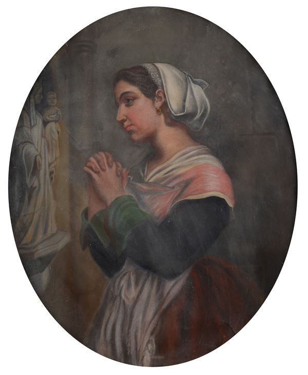 Anonimo, XIX sec. - Woman in prayer  