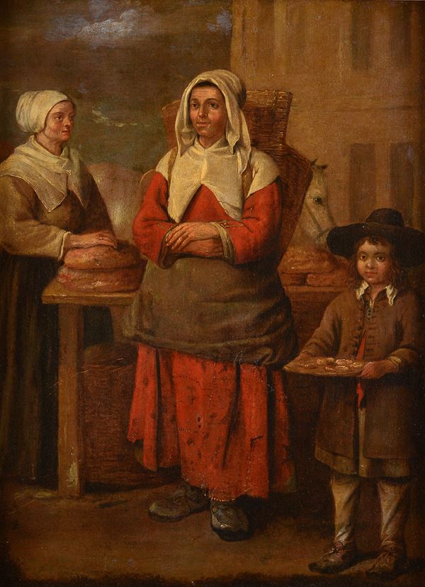 Scuola Olandese, XVIII - XIX sec. - Family of bakers