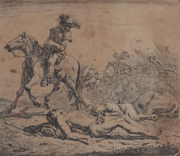 Campo di battaglia con cavaliere