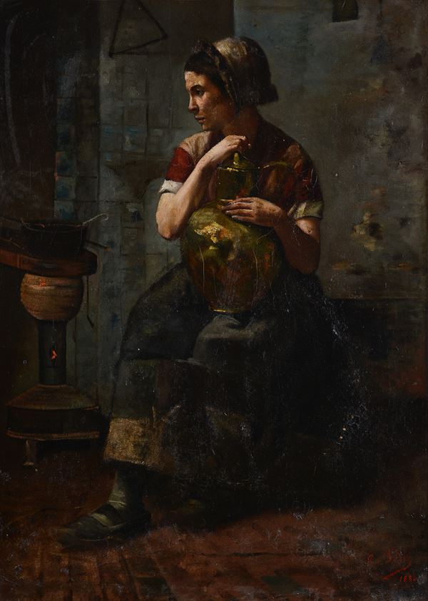Anonimo, XIX sec. - Girl sitting