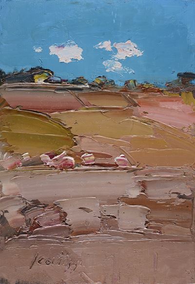 Paesaggio, olio su tavola
