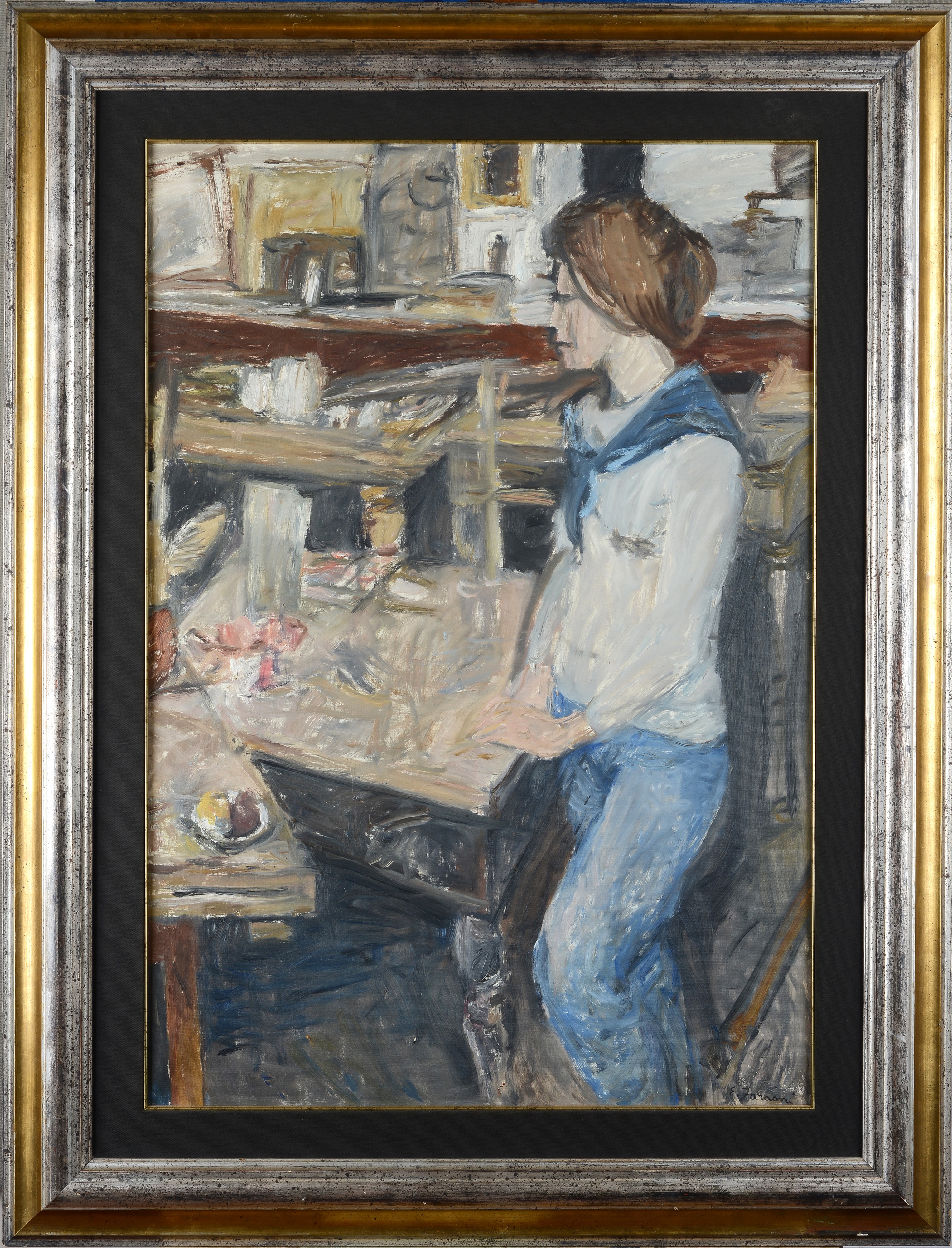 Enzo Faraoni - Ragazza in piedi, olio su tela