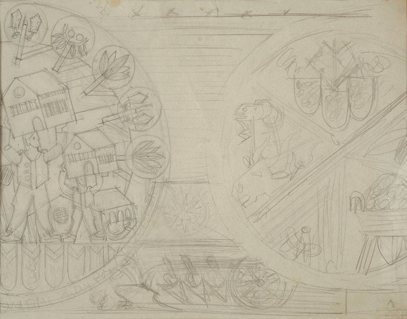 Fortunato Depero - Studio per decorazione, matita su carta