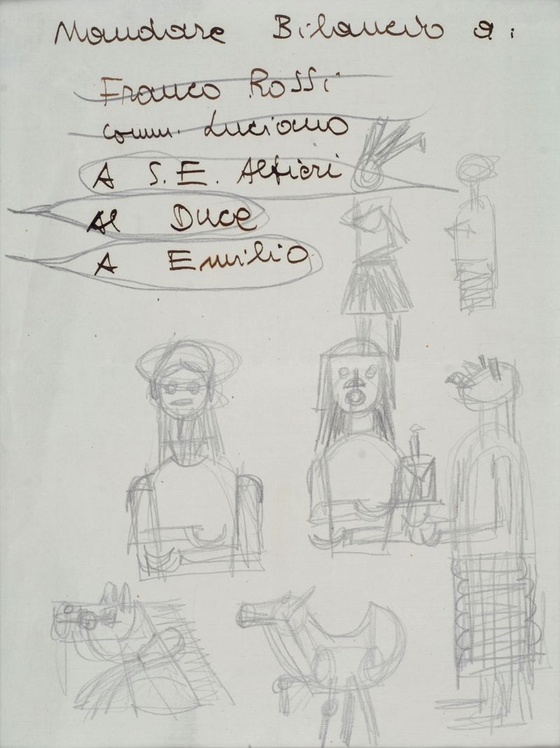 Fortunato Depero - Giocattoli e soprammobili, matita su carta