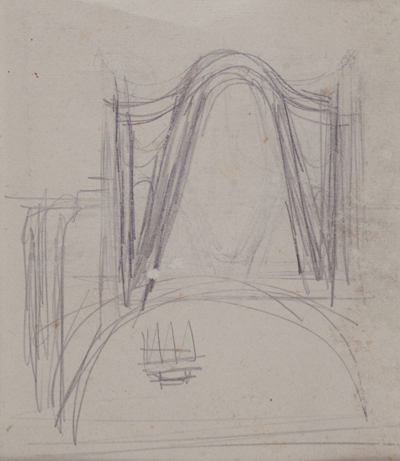 Fortunato Depero - Sala del consiglio provinciale di Trento, matita su carta