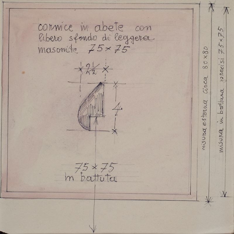 Allestimento del Museo Depero, matita su carta