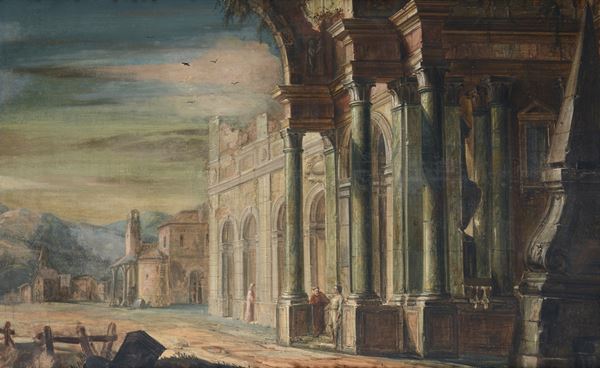 Attr. a Pietro Paltronieri - Landscape with architecture