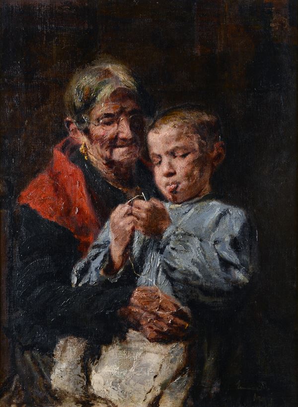 Ermenegildo Agazzi - Old woman with child