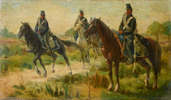 Attr. a Giovanni Fattori - Soldiers on horseback