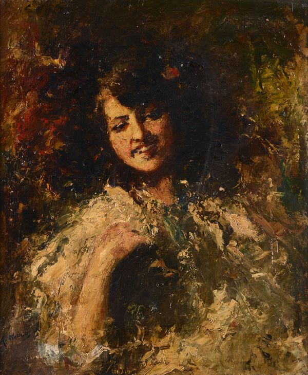 Antonio Mancini - Portrait of a girl