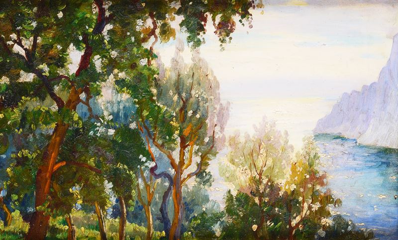 Piero Marussig - Paesaggio, olio su tela