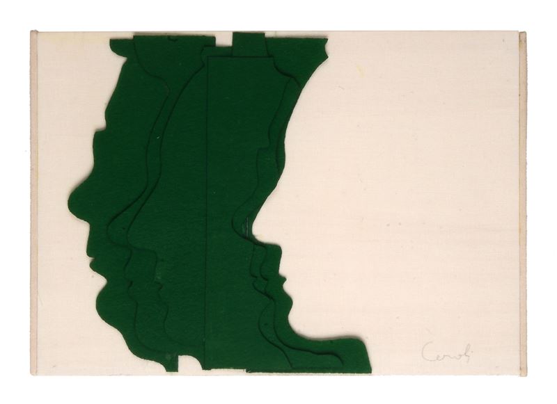 Mario Ceroli - I centocolori, tecnica mista e collage su tela