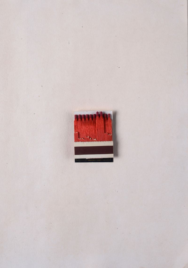 Raymond Hains - Saffa, fiammiferi su cartone