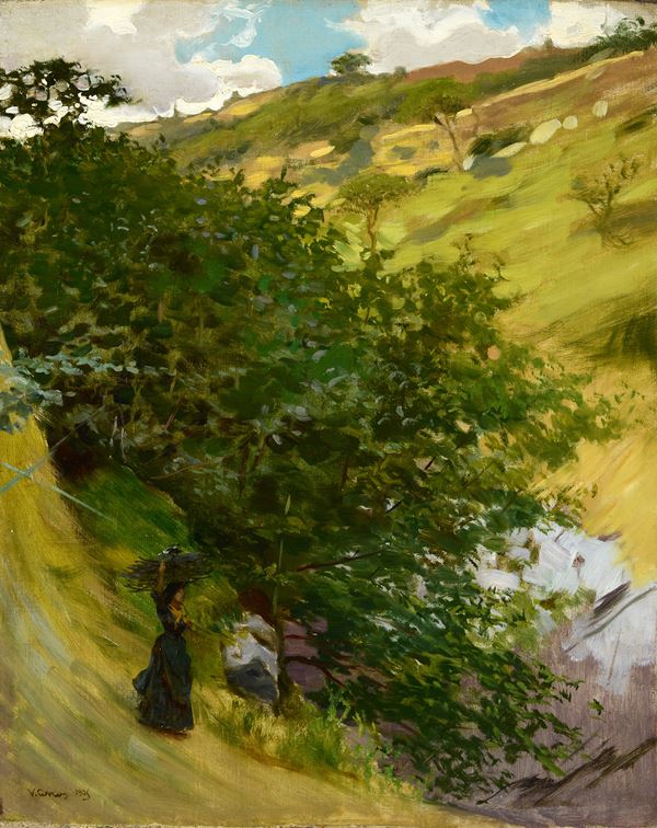 Vittorio Corcos - Landscape with figure