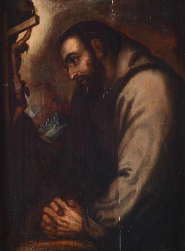 Scuola lombarda, seconda metà XVI sec. - Saint Francis in prayer