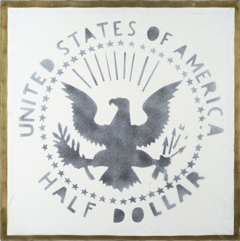 Franco Angeli - Half Dollar, olio e acrilico su tela
