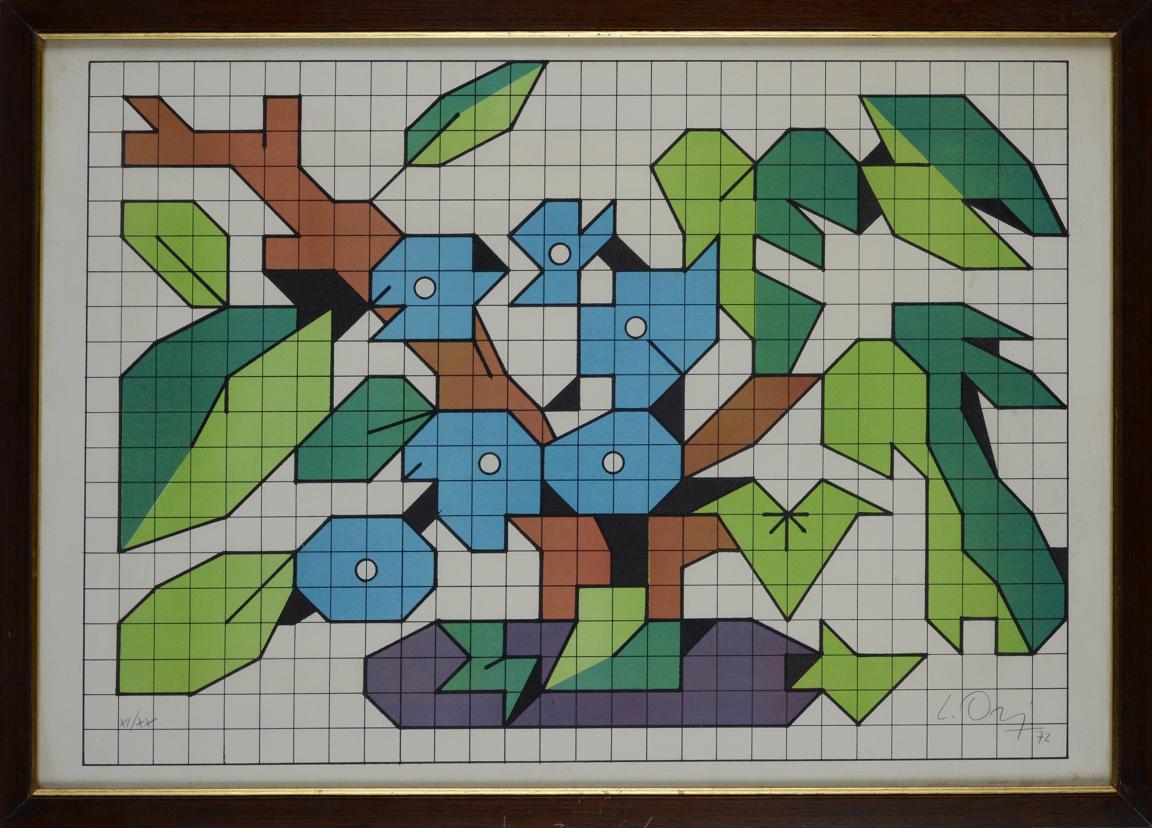 Luciano Ori - Senza titolo, Litografia, 1972