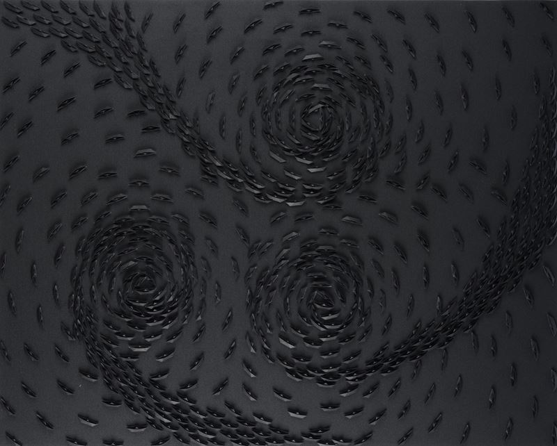 Riccardo Gusmaroli - Vortice nero - Barche di carta su tela