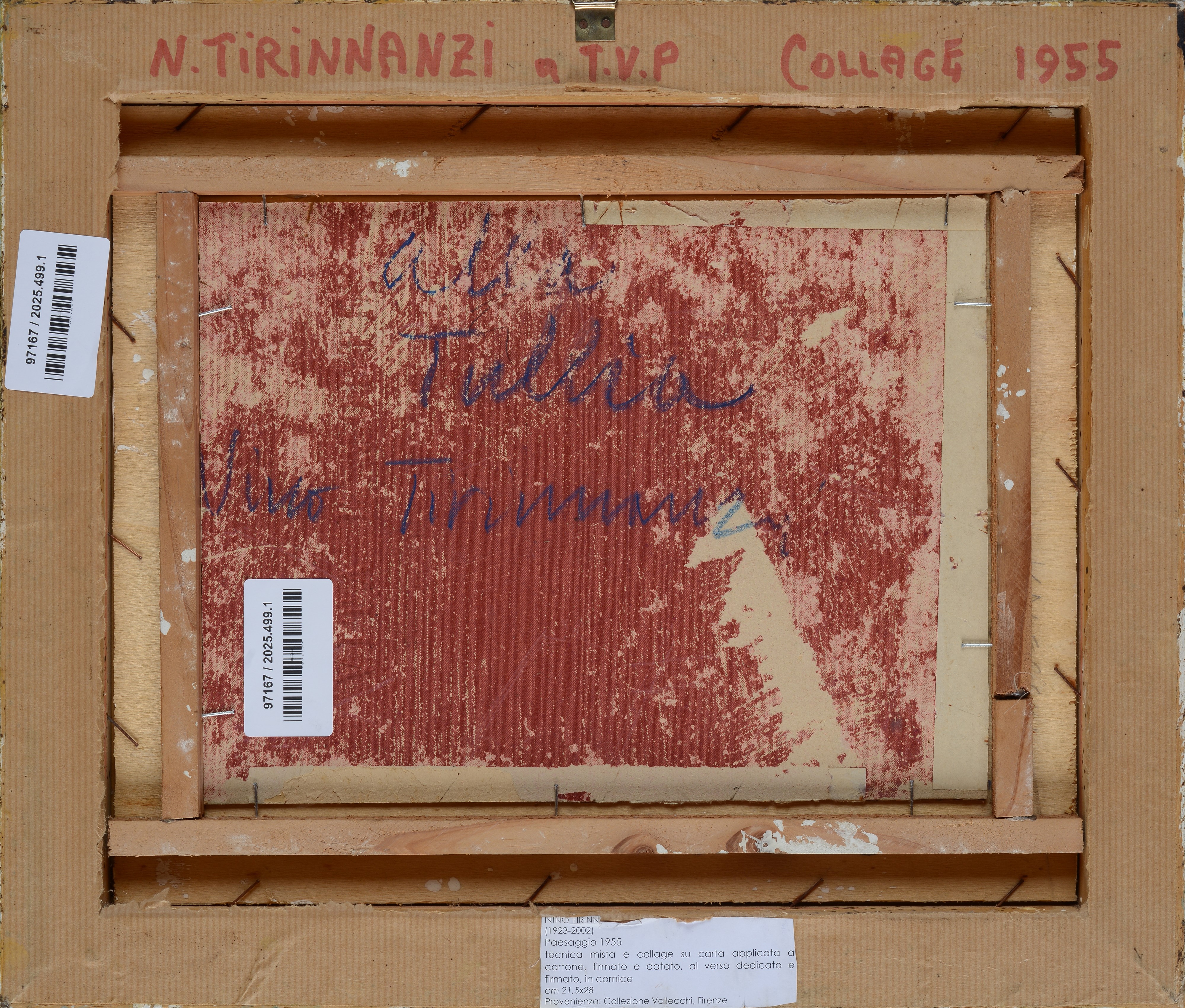 Nino Tirinnanzi - Paesaggio, matite e collage su cartone