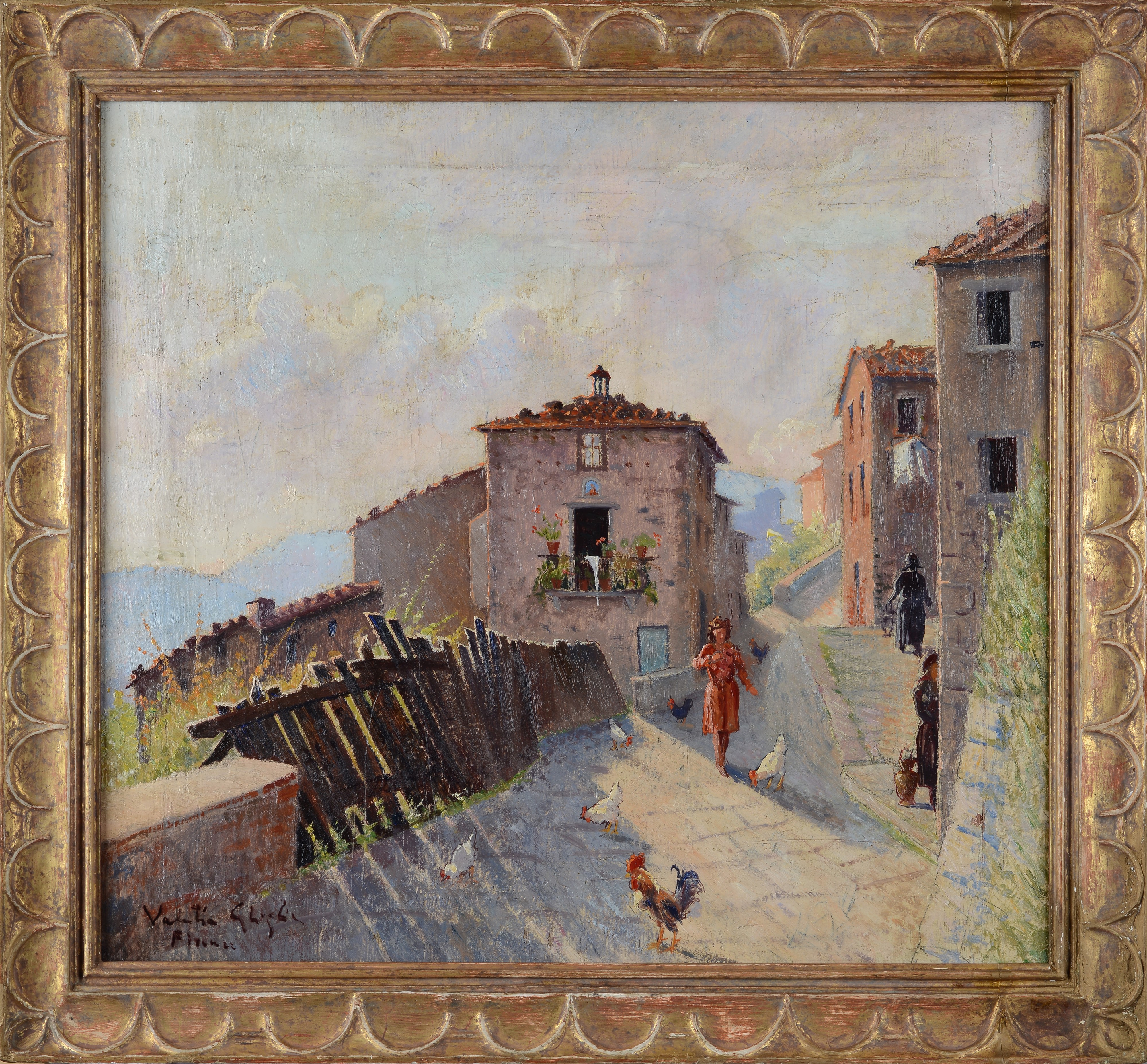 Strada di paese con figure