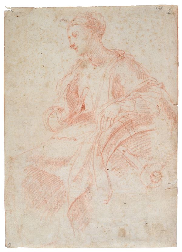 Scuola Emiliana, XVII sec. - Saint Catherine of Alexandria (front) Saint Veronica (back)