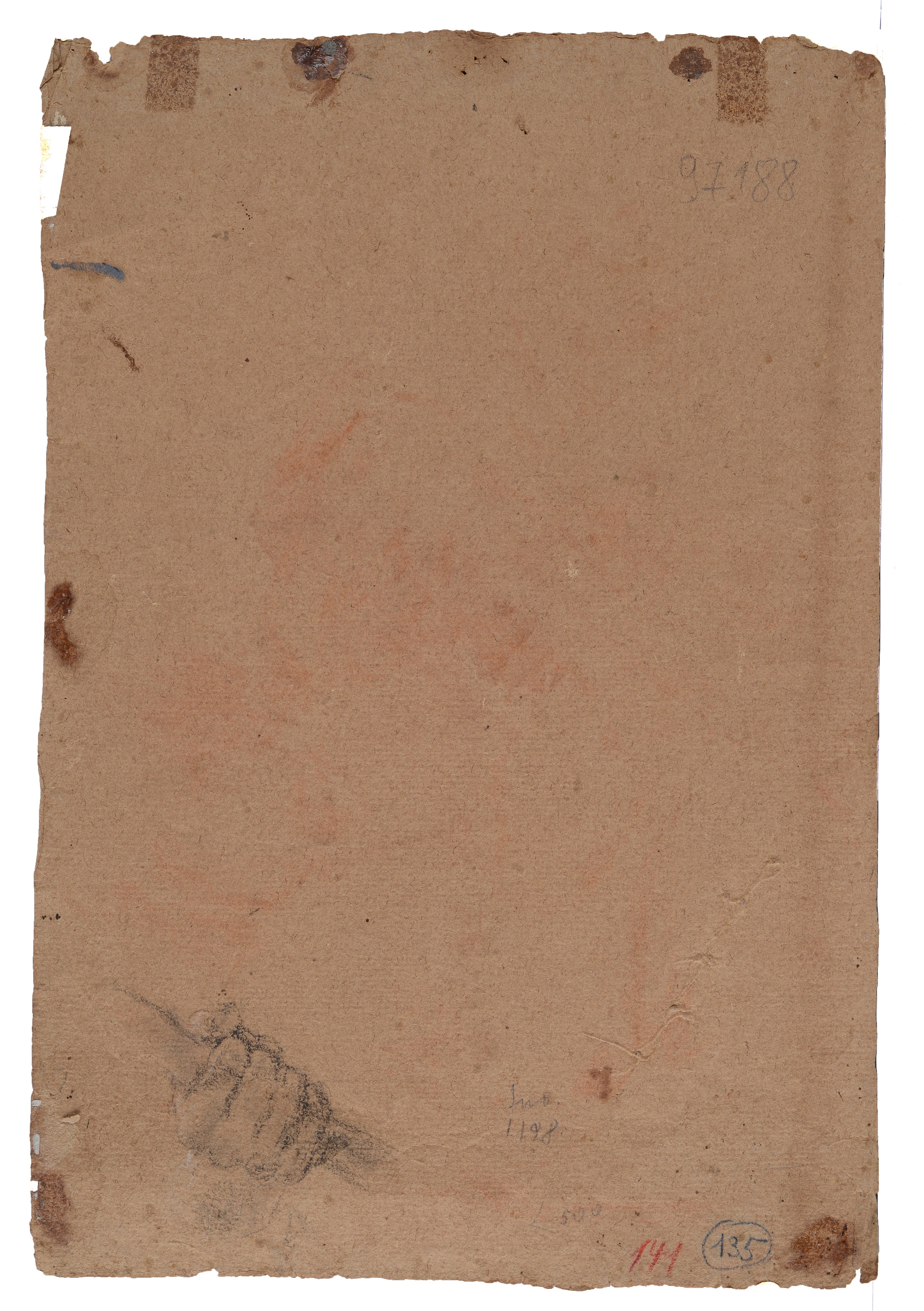 San Pietro e studio di testa (fronte) - Studio di mano a matita (retro)